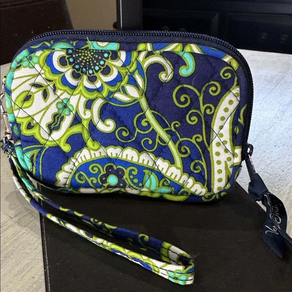 Vera Bradley Navy and Lime Patterned Wristlet
